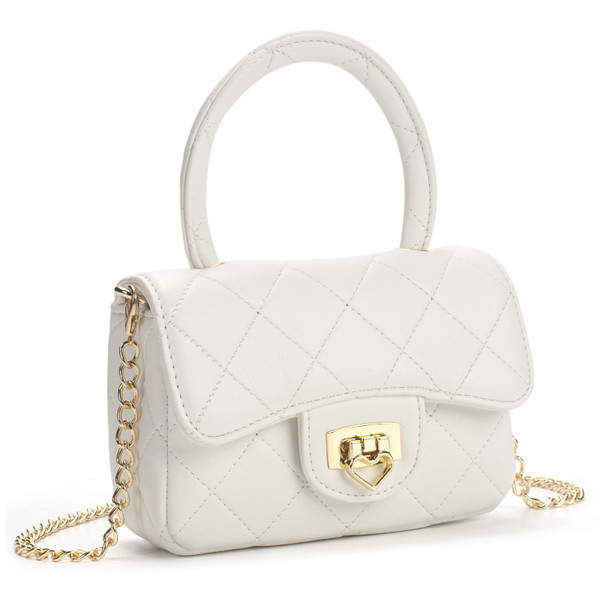 LJCTULY Kids Purse - White Girls Crossbody Bag with Heart Lock - Toddler Purse Birthday Gifts for Girls