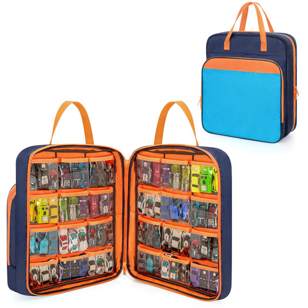 CURMIO Toy Cars Carrying Case Compatible with Hot Wheels Up to 99pcs, Portable Storage Organizer Bag for 1/64 Scale Toy Cars, Matchbox Cars, Dolls, Mini Toys, Bag Only