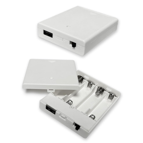 DIVATLA Battery Pack for LED Neon Signs - 4 AA Battery Holder, 6V Battery Powered Neon Sign with On/Off Switch, AA Battery Case for Neon Sign, Battery Case Box for Plug in Lights