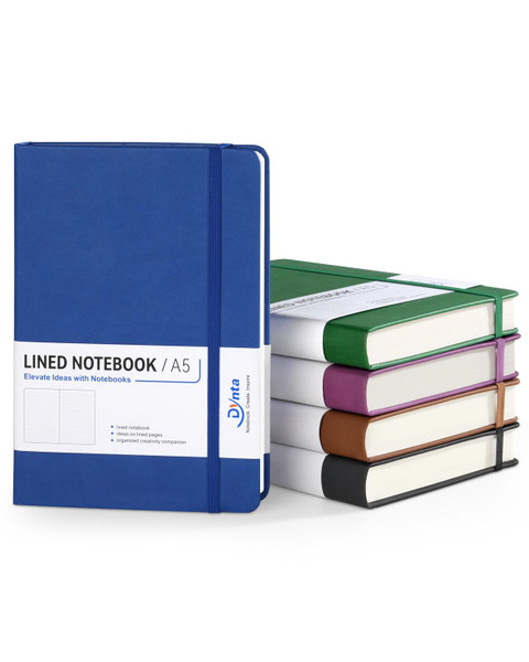 Dynta 5 Pack Hardcover Journal Notebooks for Work 320 Pages A5 Thick Journals Bulk 5.8 x 8.4 Inch 100 GSM Paper College Ruled Notebooks for Writing, Journaling, Note Taking