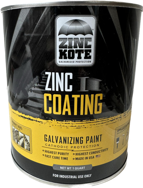 ZincKote Cold Galvanizing Paint/Coating - Cold Galv - 96% Zinc DFT - Steel Corrosion Protection - LOW VOC - Reloads Hot Dip Galvanizing - Made in the USA (Quart)