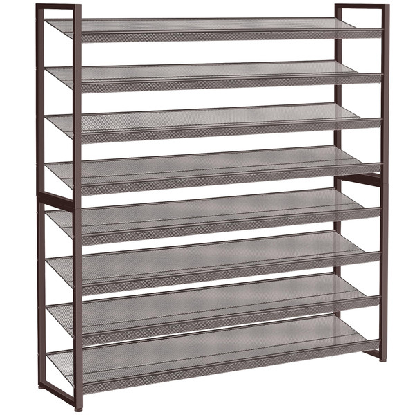 Nunsino Shoe Rack, Long Shoe Organizer,Max Holds 50 Pairs,8 Tier Metal Shoe Storage Shelf,4-Tier Stackable Shoes Organizer for Garage, Entryway,Bronze