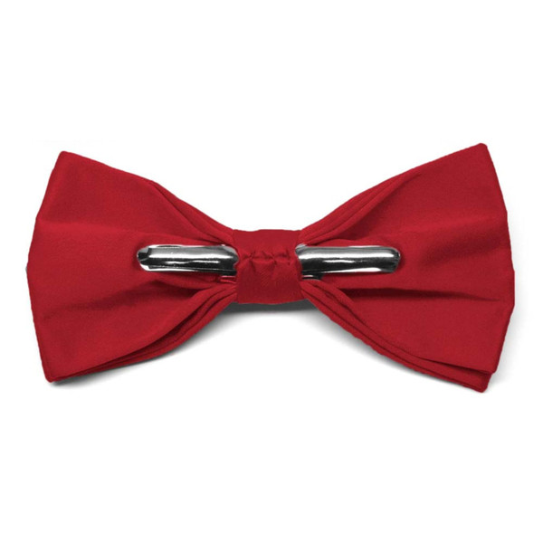 tiemart Men's Pre-Tied Clip-On Bow Tie (Festive Red)