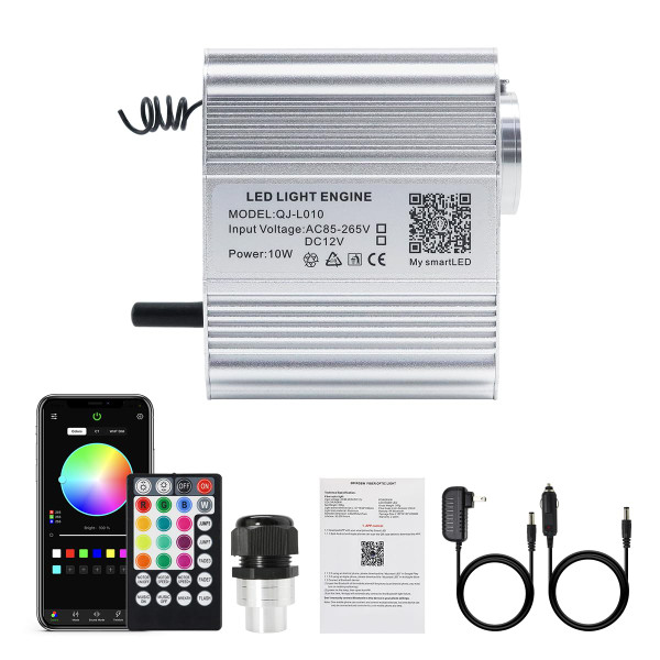 AKEPO 10W Twinkle Fiber Optic Light Engine Light Source, APP Control + Music Activated + 28-Key Remote Control for Car Stars Headliner and Home Star Ceiling Kit
