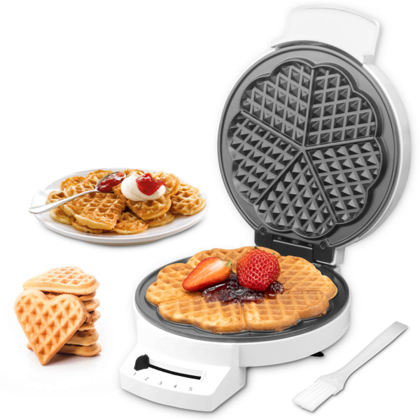 SugarWhisk Mini Heart Shaped Waffle Maker, Thin Waffle Maker Iron with Shade Control, Make 7'' Large Waffle or 5 Mini Heart Waffles, Non Stick Cooking Plates with Fast & Even Heating SugarWhisk Mini Heart Shaped Waffle Maker, Thin Waffle Maker Iron with Shade Control, Make 7'' Large Waffle or 5 Mini Heart Waffles, Non Stick Cooking Plates with Fast & Even Heating