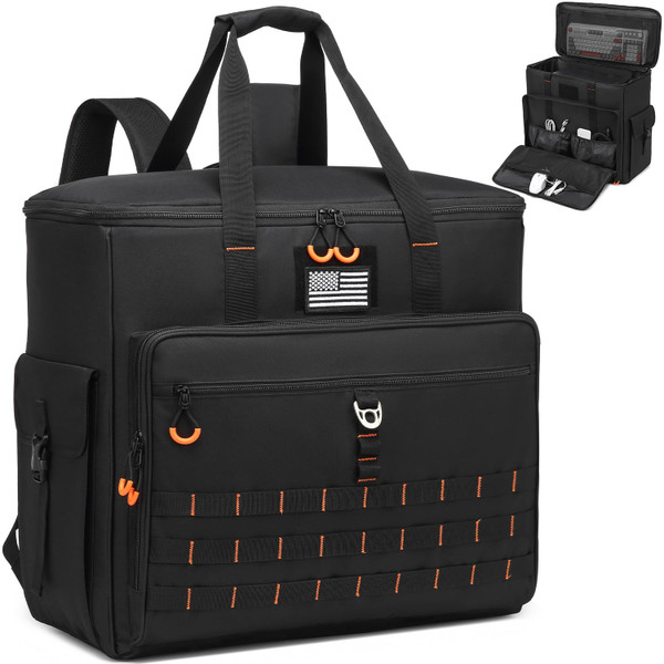 BISKLNDN Computer Desktop Tower Carrying Case - Portable PC Travel Case for Full Tower ATX Computer Case, PC Carrying Case Bag with Padded Shoulder Straps, Holds Desktop CPU, Keyboard, Mouse, Black