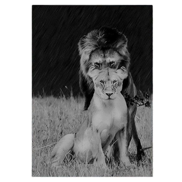 Decorlion Lion Love Couple Canvas Prints, Art Canvas Printing, Lion Painting