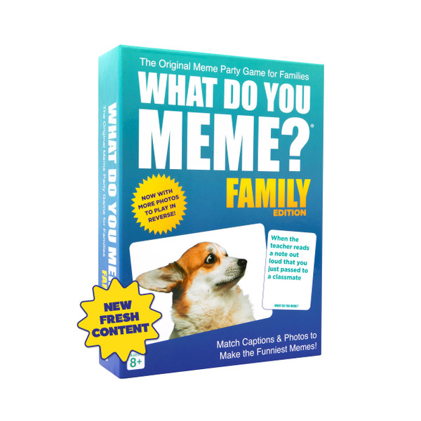WHAT DO YOU MEME? Family Edition by Relatable, Family Games for Kids 8+, The TikTok Viral, Includes 300 Caption Cards, 108 Photo Cards, Stocking Stuffers Idea for Families