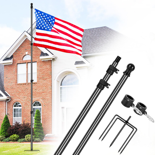 Msnaile 12 FT Carbon Fiber Flag Pole for Outside House in Ground, Flagpoles for Yard, Tangle Free Flag Pole Kit, Wind-Resistant, Bend-Resistant, Rust-Free (Without Flag, Black)