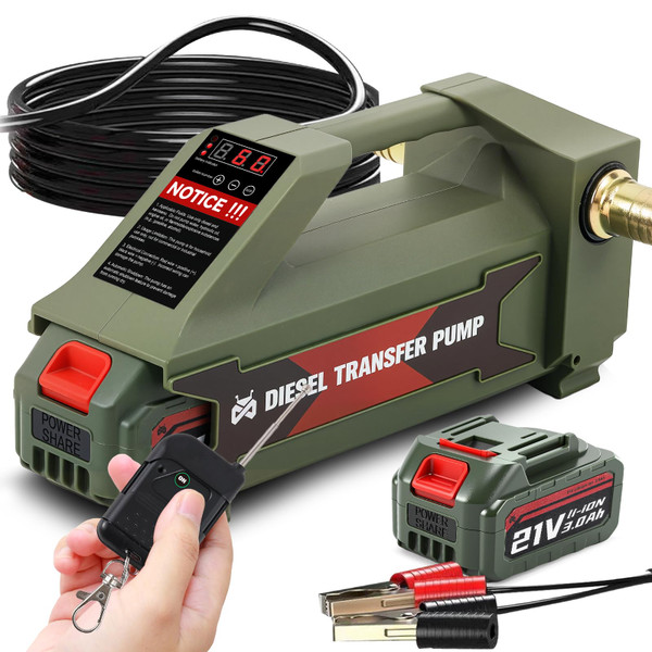 Mxmoonant Fuel Transfer Pump Battery Powered, 10.5GPM Cordless Diesel Transfer Pump Digital Control Self Priming Pump with 2 x 3.0Ah Batteries for Diesel, Kerosene