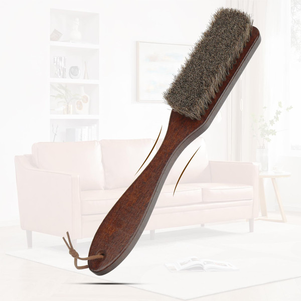 100% Horsehair Upholstery Brush with Wooden Handle – Natural Bristles for Lint and Dust Removal on Felt Cowboy Hats, Suits, Clothes, Furniture, Couch, Bed, Leather Shoes & Cleaning Fabric