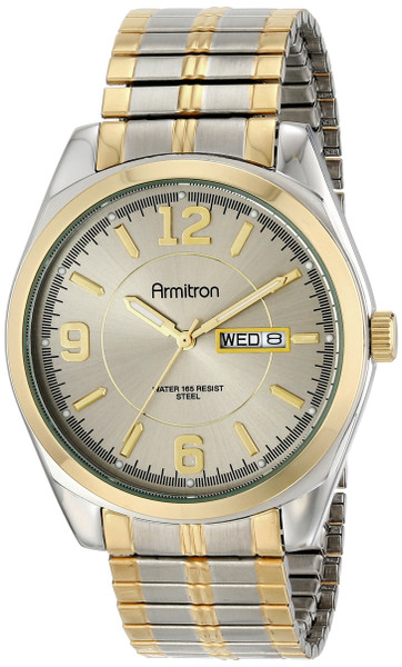 Armitron Men's Day/Date Easy To Read Metal Expansion Bracelet Watch, 20/4591