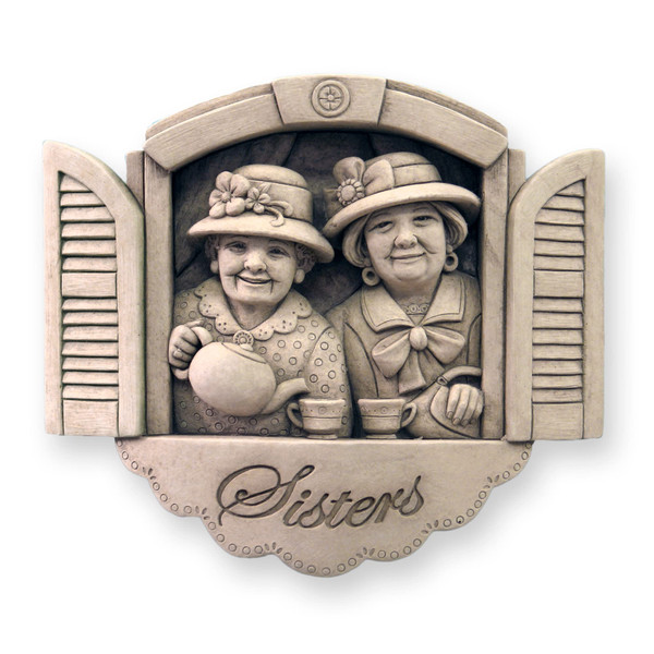 Carruth Studio, Forever Sisters Wall Plaque Figurine, Original Sculpture Handcrafted in Stone, Artisan Made
