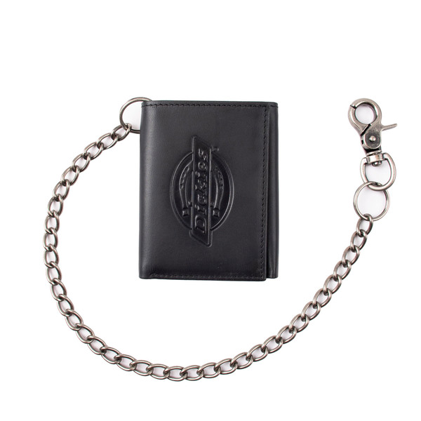 Dickies Men's Leather Chain Wallet - High Security Trifold With ID Window And Credit Card Pockets