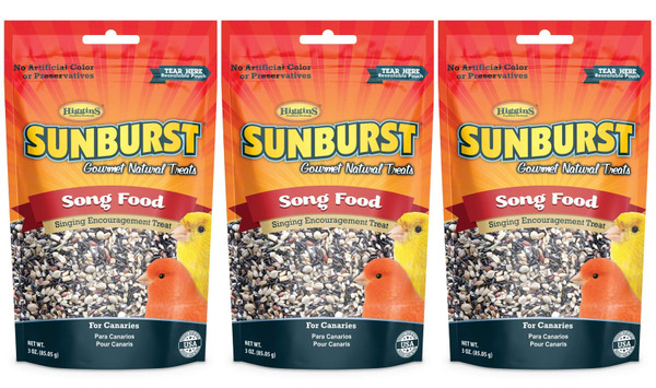 Higgins 3 Pack of Sunburst Song Food Singing Encouragement Treats for Canaries, 3 Ounces Each