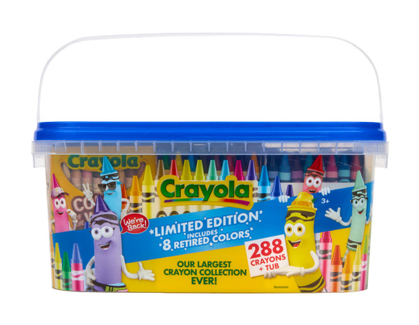 Crayola Crayon Tub - Limited Edition Colors (288ct), Bulk Coloring Crayons for Kids, Stocking Stuffers for Kids, Holiday & Christmas Gifts for Toddlers, Ages 3+