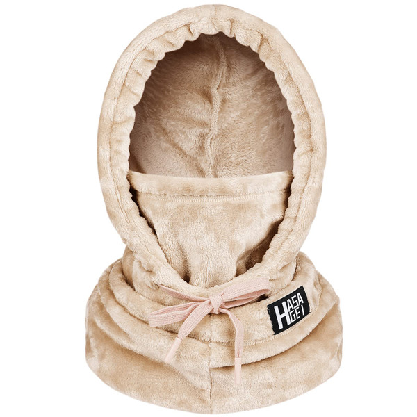 Ski Mask for Women Balaclava Women Men Windproof Thermal Hood Winter Neck Warmer with Plush Apricot