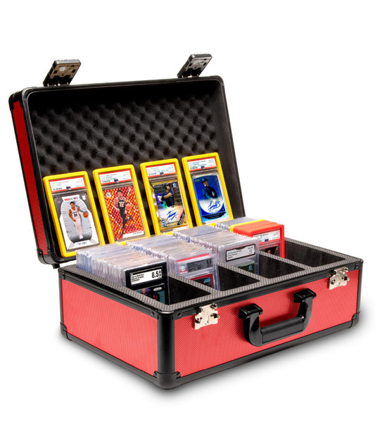 Panopply SLAB ARMOR 4 Row Graded Card Storage Box PSA Card Slab Case For Graded cards Holds 160+ Slabs Graded Card Case for PSA Slab Box Graded Card Storage Sports Baseball Card Collector Gifts (RED)