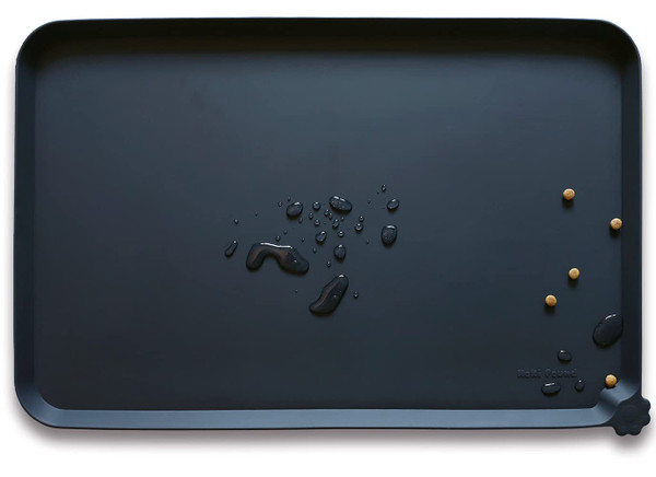 Hoki Found Silicone Pet Food Mats Tray - Non Slip Pet Bowl Mats Placemat - Dog Cat Feeding Mat - Waterproof Dog Food Mats -Pet Water Mats for Floors -Black