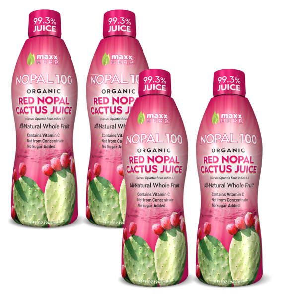 Maxx Herb Organic Red Nopal Cactus Juice - for Joint Support, Healthy Digestion,Vegan, Non-GMO and Gluten Free – 4 Bottles, 32 Oz Each (128 Servings) Maxx Herb Organic Red Nopal Cactus Juice - for Joint Support, Healthy Digestion,Vegan, Non-GMO and Gluten Free – 4 Bottles, 32 Oz Each (128 Servings)