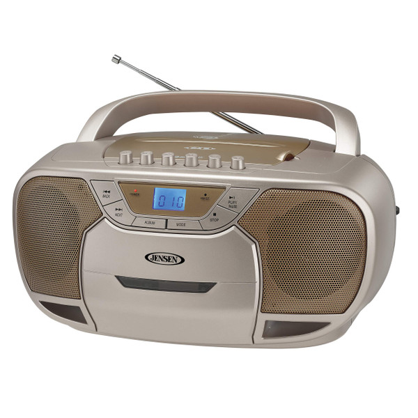 JENSEN CD-590-C CD-590 1-Watt Portable Stereo CD and Cassette Player/Recorder with AM/FM Radio and Bluetooth (Champagne)