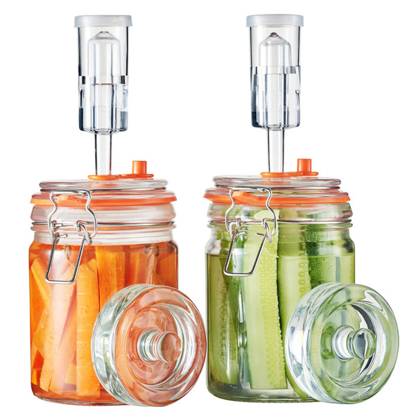 JILLMO Fermentation Jar, 700ml Fermenting Kit with Fermentation Weights and Airlocks, Pack of 2