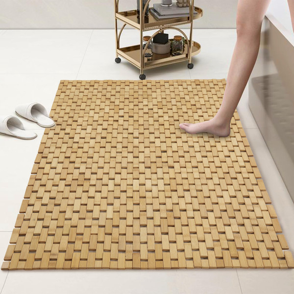 HOMBYS 58x32 Extra Large 100% Bamboo Shower Mat for Shower Stall Tub, Non Slip Bath Mat Bathroom Accessories, Large Mats for Shower and Bathroom, Quick Drying HOMBYS 58x32 Extra Large 100% Bamboo Shower Mat for Shower Stall Tub, Non Slip Bath Mat Bathroom Accessories, Large Mats for Shower and Bathroom, Quick Drying