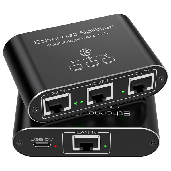 PVBCTCSID Ethernet Splitter 1 to 3 1000Mbps Internet Splitter High Speed Network Splitter Router Switch Work with Cat5/5e/6/7/8 Cable