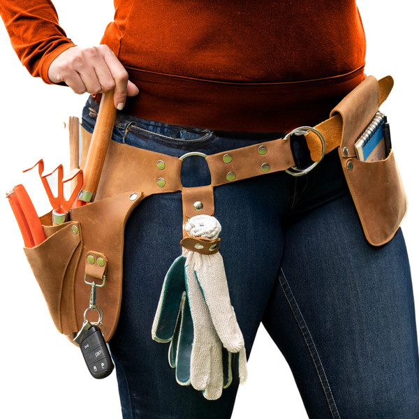 Botanica Leather Garden Tool Belt for Women with Glove Holder - Florist Belt - Durable Gardeners Tool Belt for Women - Gardening Belt - Gardening gift for women - Utility belt