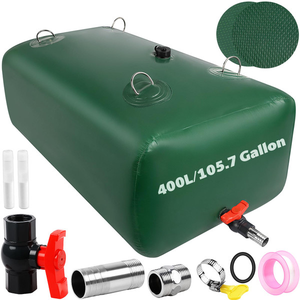 400 L/105.7 Gallon Water Storage Bladder, Foldable Portable Water Bladder Tank, Large Capacity Water Container, Water Bag for RV, Truck, Camping, Emergency & Outdoor Use