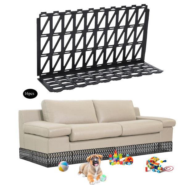 LILANZo 16 PCS Under Couch Blocker for Bed, Adjustable Plastic Under Bed Blocker with 38 Ties Prevents Toys & Pets Under Furniture, Ideal for Living Room, Bedroom, Playroom