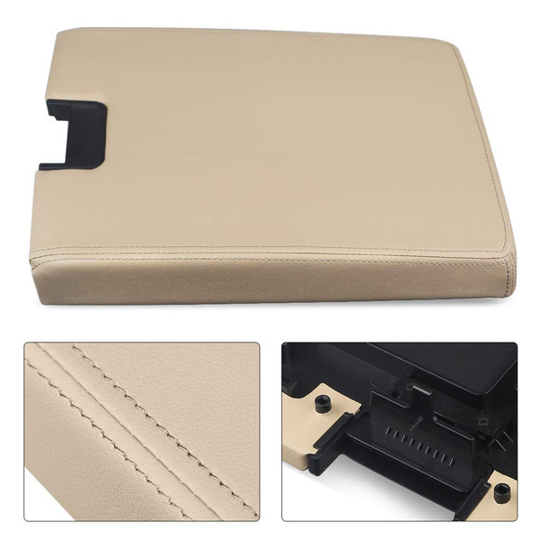 VANJING Compatible with Center Console Lid Armrest Kit Cover with Latch Chevy Silverado Suburban Tahoe Avalanche GMC Sierra 2007-2013 Pickup Repair Replaces 2086415 Beige