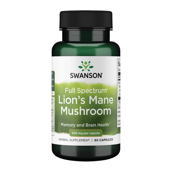 Swanson Lion's Mane Mushroom Capsules - 500 mg Each, 60 Capsules - Herbal Supplement Supporting Cognitive Function Swanson Lion's Mane Mushroom Capsules - 500 mg Each, 60 Capsules - Herbal Supplement Supporting Cognitive Function