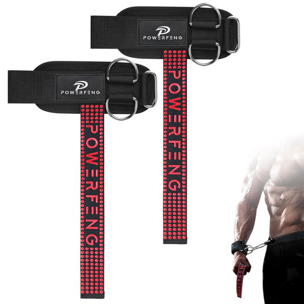 Weight Lifting Straps with D Rings for Gym Cable, Non-Slip Wrist Support, Weightlifting Straps for Bodybuilding, Powerlifting, Strength Training & Deadlifts (2Pcs)