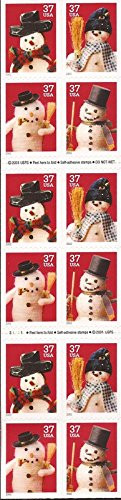 United States Postal Service 2002 Christmas Snowmen - Booklet Pane of Twenty 37 Cent Stamps Scott 3687b