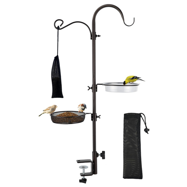 ERYTLLY Deck Hook Bird Feeder Pole Bird Feeder Porch Multi Hook Bird Feeding Station Kit Multi Feeder Hanging Kit Premium Bird Bath for Attracting Wild Birds Bird Feeder Planter Hanger