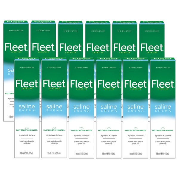 Fleet Laxative Saline Enema for Constipation, 4.5 fl oz,12 Pack Fleet Laxative Saline Enema for Constipation, 4.5 fl oz,12 Pack