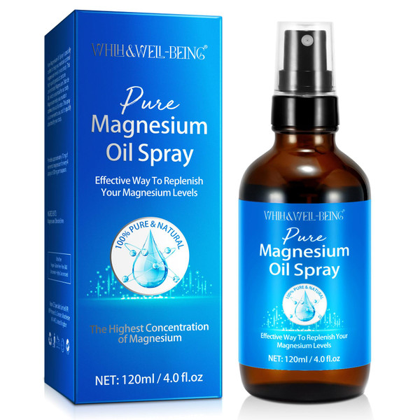 Magnesium Spray, Pure Magnesium Oil Spray Natural in Glass Bottle, Easy to Absorb and Use 120ml