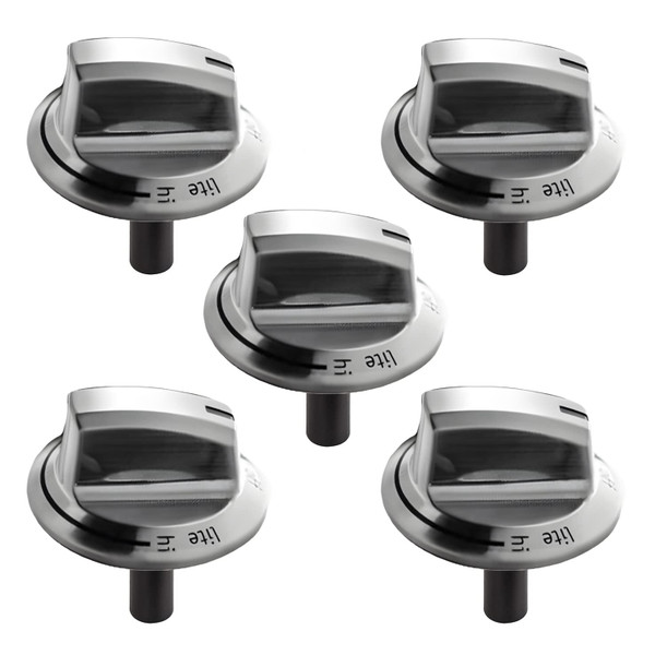 Upgraded A03546301/02/03 5304525746 5304504839 Gas Cooktop Knobs for Frigidaire Stove, Laser Engraving Sign Knob for Frigidaire Cooktop FFGC3026SS FFGC3626SS (Long Stem, Size:2.28IN, Material:ABS749)