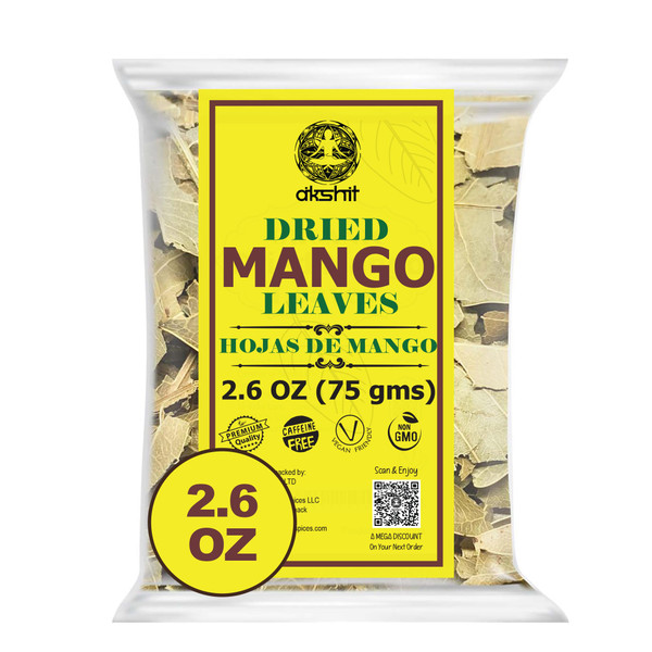 2.6oz Mango Leaves, Leaf Tea, Hojas De Mango Secas, Dried From Fresh Green Leaves, Dried Leaf, Caffeine free, Non GMO. by Akshit