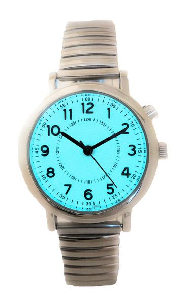 Mens Ladies 32mm Light Up Night Light Stretch Elastic Band Fashion Watch (Silver) Mens Ladies 32mm Light Up Night Light Stretch Elastic Band Fashion Watch (Silver)