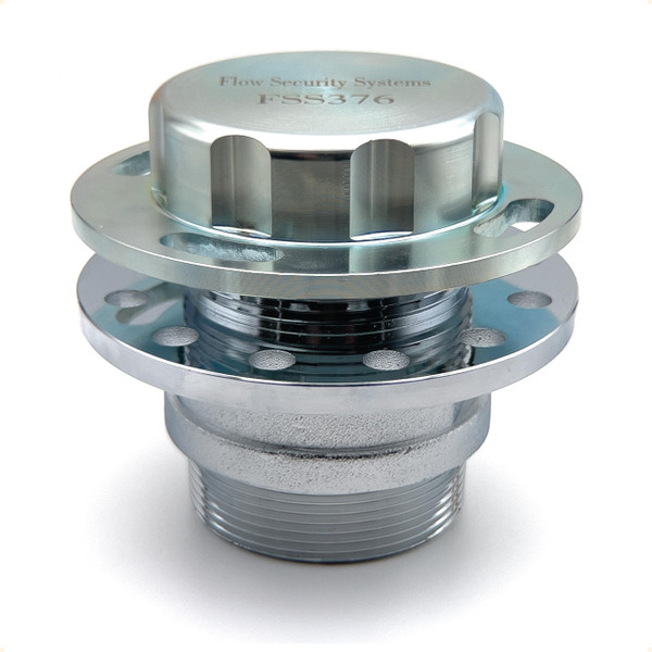 The Flow Security Systems Non-Vented Locking Fuel Tank Cap | Secures Transfer & Above Ground Commercial Fuel Tanks | Prevents Theft & Fuel Vandalism | FSS 376M | Male 2" Std Thead