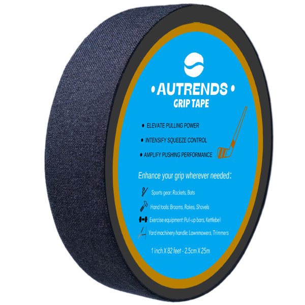Autrends Grip Tape - Multipurpose Cloth Grip Tape for Pull Up Bars, Barbells, Dumbbells, Sports, Tools, Handles, Bats, Rackets, Yard Tools, Wire Wrap, Knife Grip, 1 Inch x 82 Feet