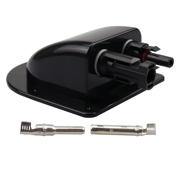 ZOOKOTO ABS UV Resistance Dual Cable Entry Housing Photovoltaic Connector Waterproof Box for Solar Project on Rv, Boat,Camper,Van, Weatherproof (Black Entry Gland)