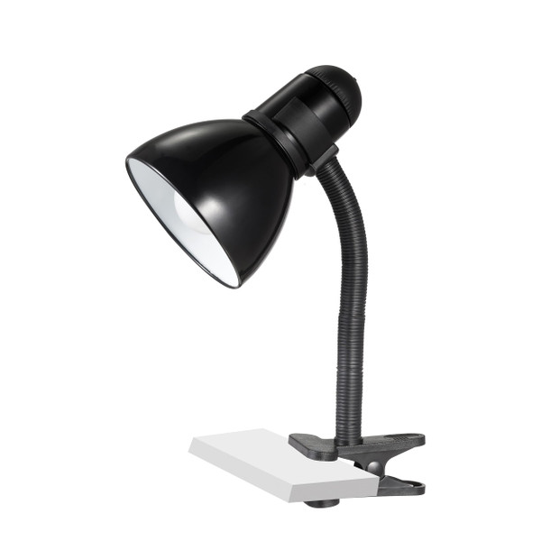 V- Light Black Adjustable Desk Lamp with Heavy Duty Clamp Clip, Flexible Gooseneck Lamp, Bed Light, Reading Lamp, or Study Light, 14 inches