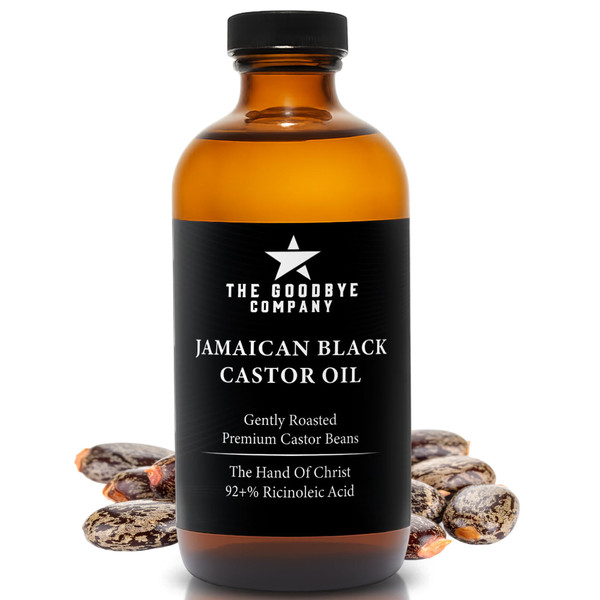 The Goodbye Company Black Castor Oil for Hair Growth – Organic, Cold-Pressed & Unrefined 100% Pure & Hexane-Free - Glass Bottle (450mL) Nourishing Oil for Eyebrow, Eyelash & Stronger Hair (16.9 oz)