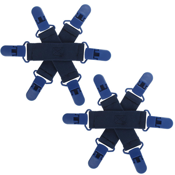 QOPAHI Bed Sheet Detangler with 6-Clip, WAD Preventer Stop Bed Sheets/Duvet Covers/Blankets from Tangling, Twisting & Balling up in Dryer Washer and Dryer, 2 pcs(Blue)