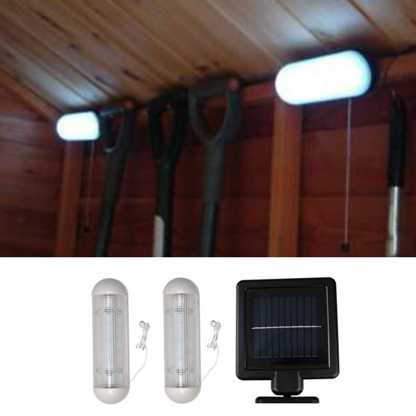 LED Solar Shed Light, Solar Powered Rechargeable Garage Shed Work Worksman Light for Garden Outdoor Indoor Security Greenhouse, Solar Wall light