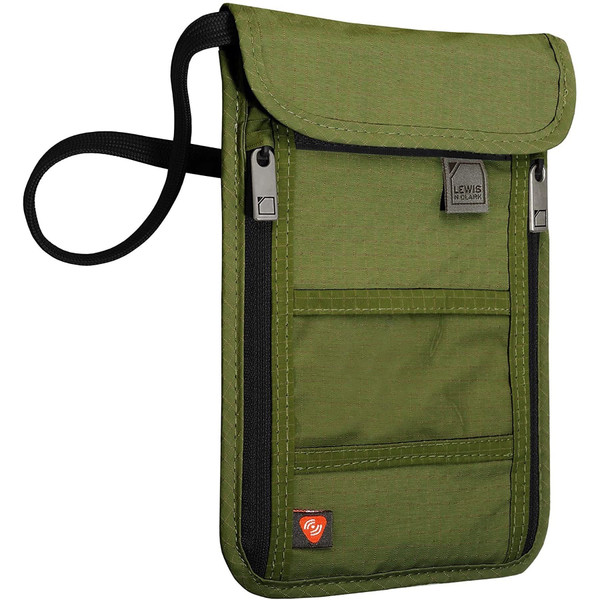 Lewis N. Clark Men's RFID Blocking Stash Wallet, Travel Neck Pouch Passport Holder for Women & Men, Olive, One Size