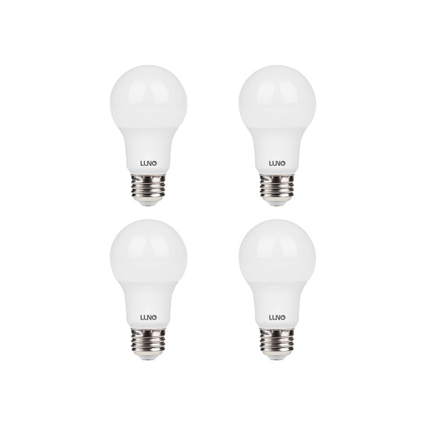 LUNO A19 Dimmable LED Bulb, 9.5W (60W Equivalent), 800 Lumens, 2700K (Soft White), Medium Base (E26),UL & Energy Star (4-Pack)